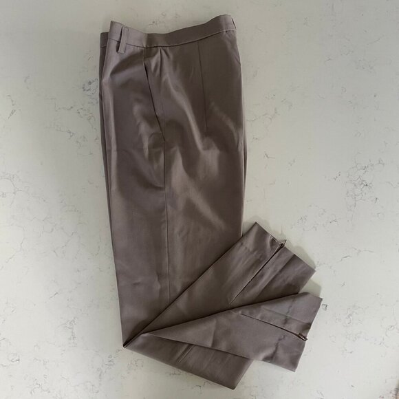 Jil Sander Pur New Wool Hi Rise Pants w Cuff Zip Detail Neutral Taupe Sz 34 - Picture 12 of 12
